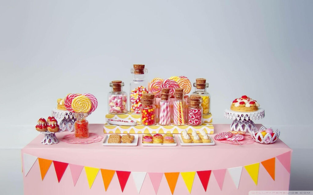 Sugar-coated Delights: A Feast of Sweets for a Festive Birthday Bash! Wallpaper