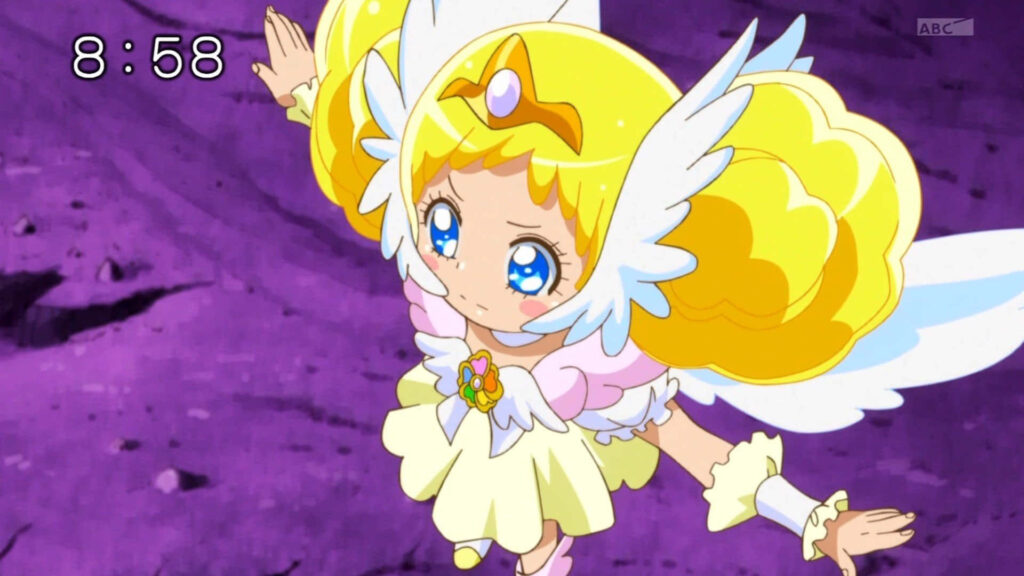 Vibrant Glitter Force Candy Wallpaper: Frowning Character Art