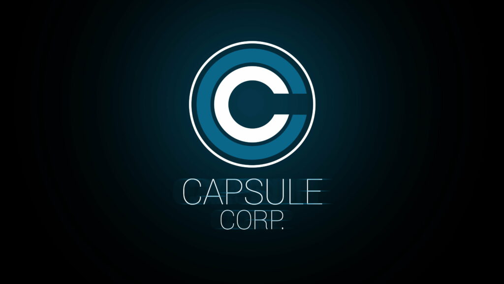 Capsule Corp logo 4K wallpaper dark minimalist gradient background Dragon Ball Z desktop