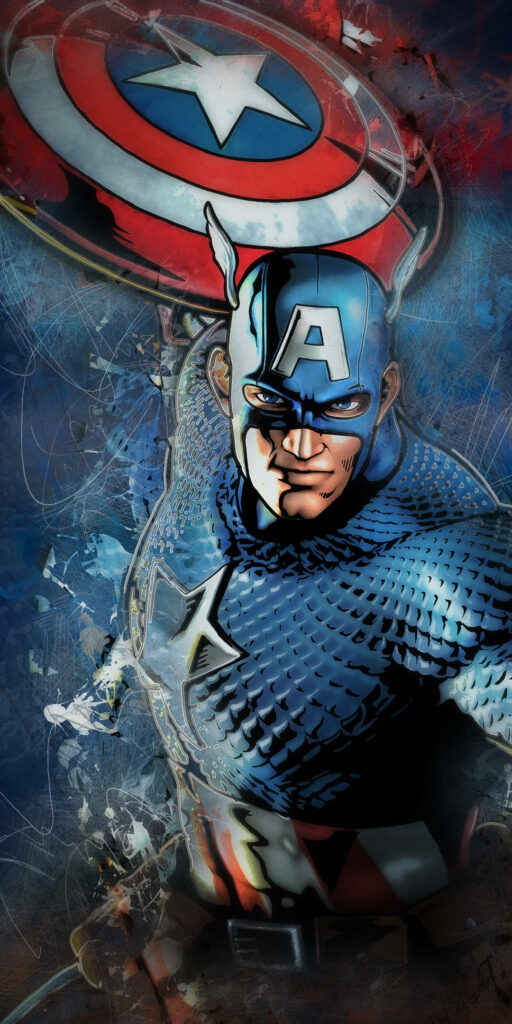 Shielded Hero: A Vibrant Captain America Mobile Wallpaper in Comic Style