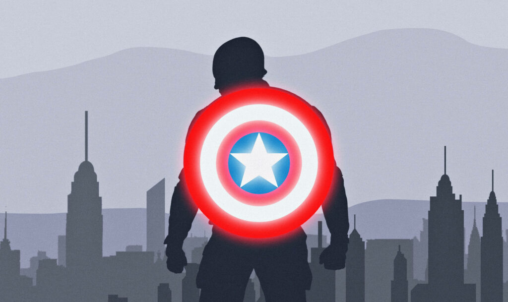 Captain America's Vigilant Pose Defends a World in Peril Wallpaper