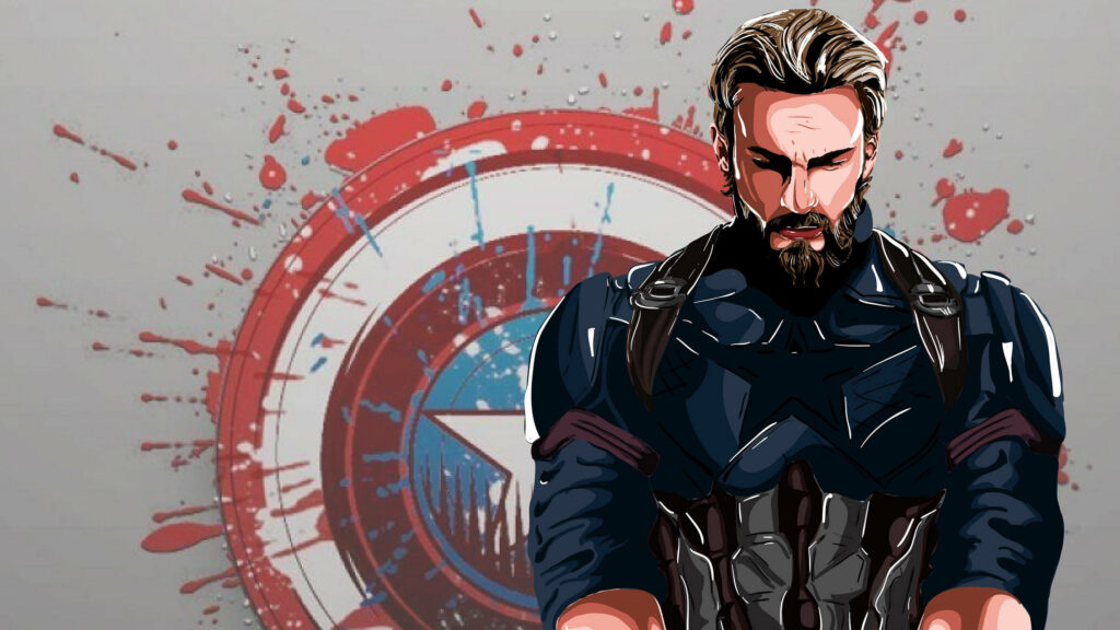 Captain America digital art wallpaper with bold colors and shield motif in comic-inspired style