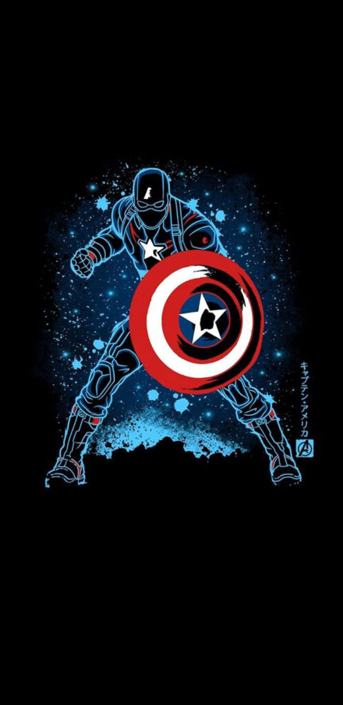 Shielded in American Patriotism: A Vibrant Rendition of Captain America's Iconic Symbolism Wallpaper