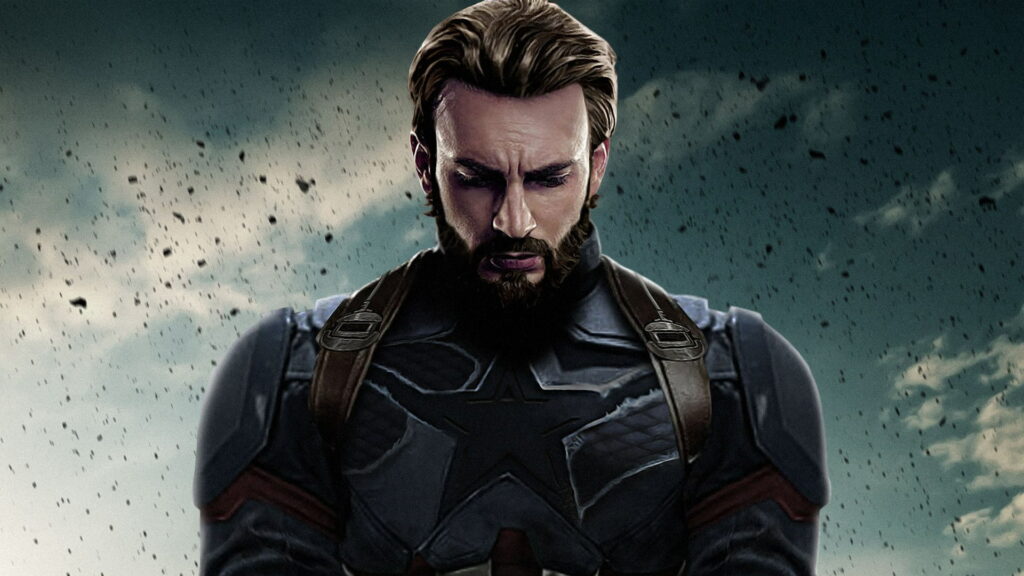 Captain America Steve Rogers with beard in battle suit under stormy sky Avengers Infinity War wallpaper