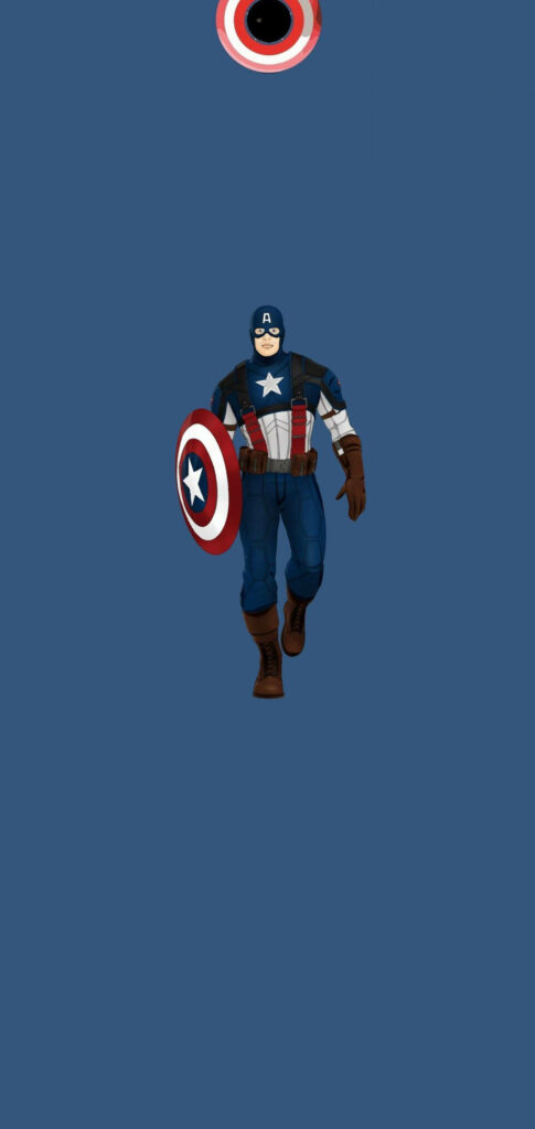 Captain America: A Symbol of Strength and Resilience Carrying his Iconic Shield Wallpaper