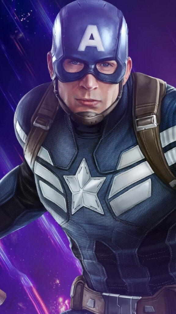 Iconic Captain America: Patriotic Hero with the Prominent 'A' Emblem in a Striking Mobile Art Wallpaper