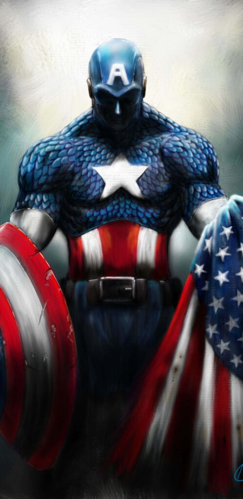 Patriotic Vigilance: Captain America's Steadfast Stance Wallpaper