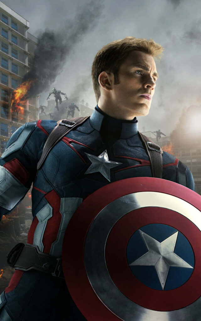 Captain America Standing Strong with Shield - Avengers Background Wallpaper