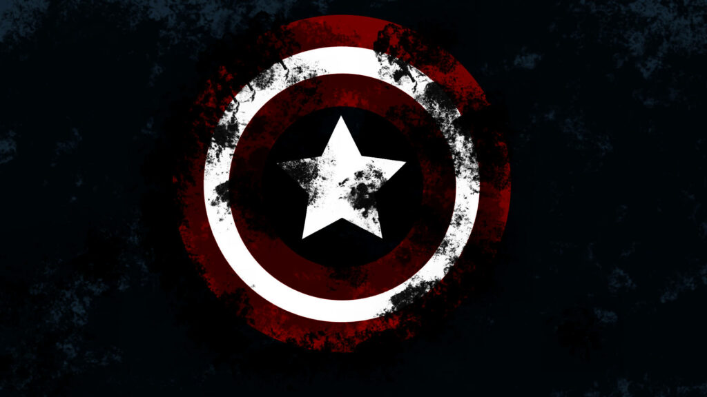 Captain Americas weathered shield with battle stains bold red white and blue wallpaper background