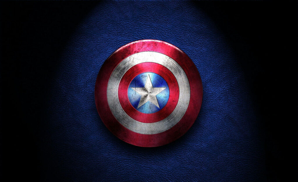 Captain America shield wallpaper metallic red white blue star emblem textured blue background