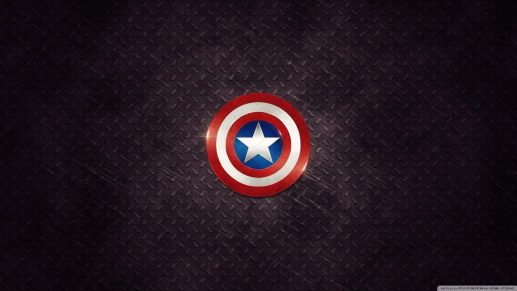 Captain Americas shield on dark grunge metal diamond plate background with metallic sheen Wallpaper