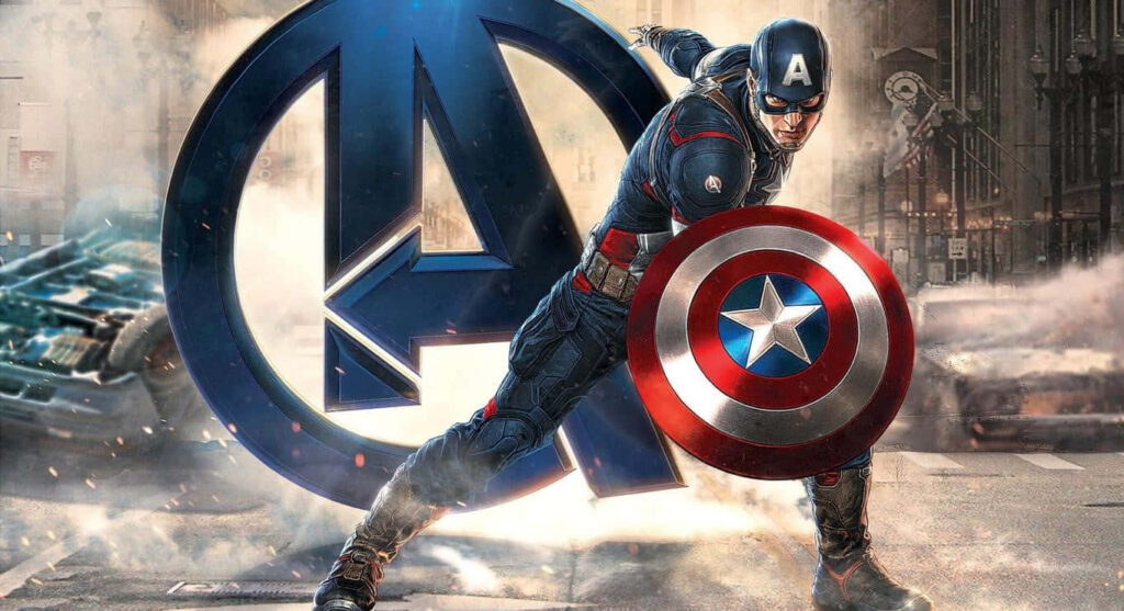 Marvel's Star-Spangled Savior: Captain America amidst the Avenger's Emblem Wallpaper