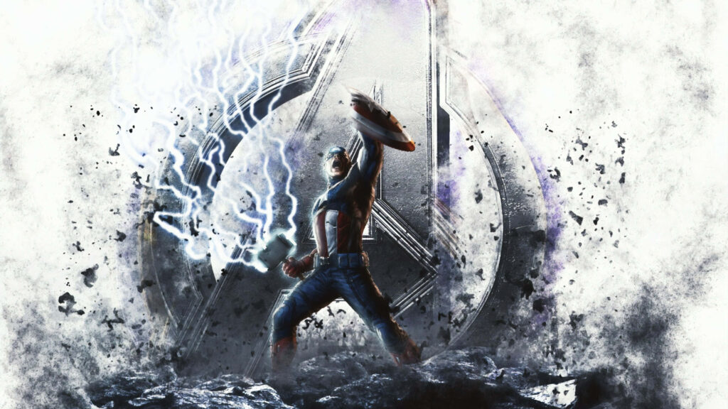 Captain America: Unleashing the Thunder of Mjölnir in an Avenger's Universe Wallpaper
