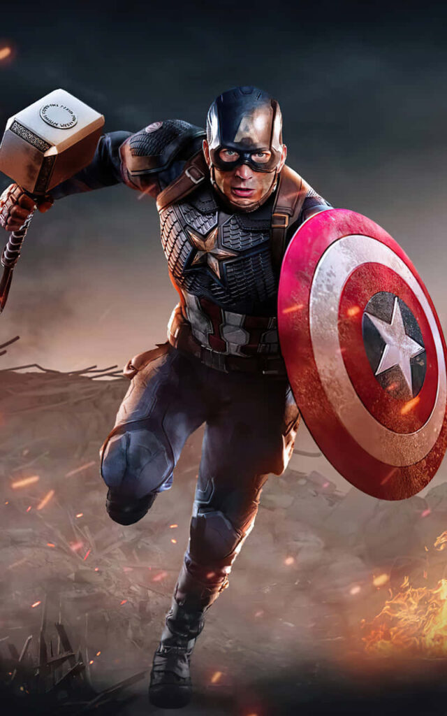 Captain America with Shield and Hammer - Background Wallpaper
