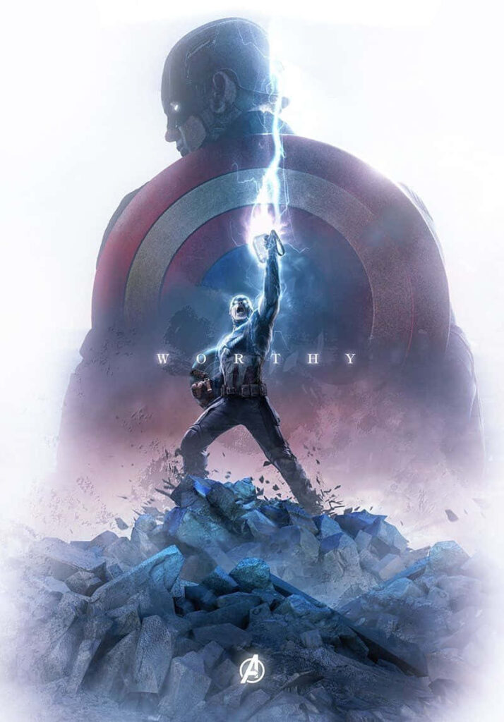 Thor's Legacy: Captain America Commands the Power of Thunder in Stunning Avengers Endgame Fanart Wallpaper