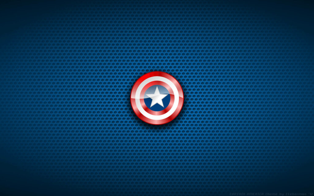 Captain America Shield: A Symbol of Strength and Freedom on a Vibrant Blue Canvas Wallpaper