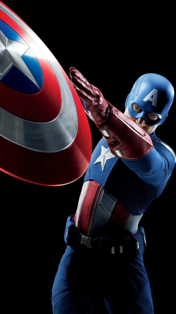 Captain America Launches his Iconic Weapon in a Powerful Mobile Wallpaper