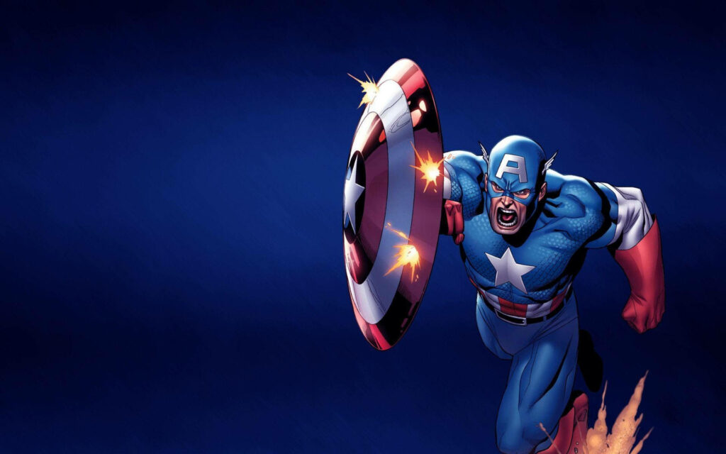 Unyielding Vigilance: Captain America Defends Against Onslaught Wallpaper
