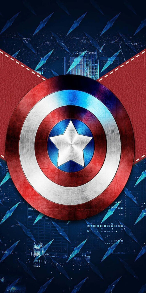 Captivating Captain America: Marvelous Metallic Shield Design on a Spectacular Blue Backdrop Wallpaper