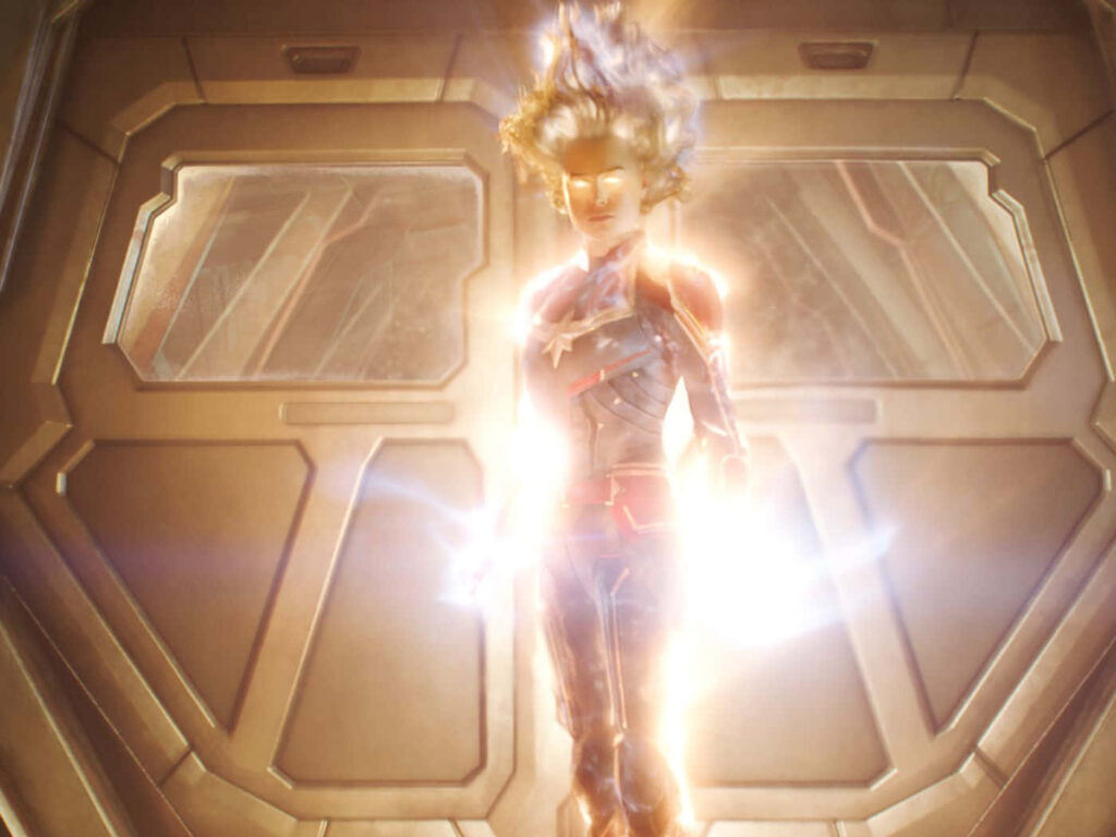 Marvelous Power: Captain Marvel 2's Fearless Warrior Defends Humanity Wallpaper