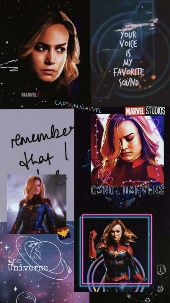 Carol Danvers Unleashes her Heroic Powers: Marvel's Captain Marvel Collage Wallpaper