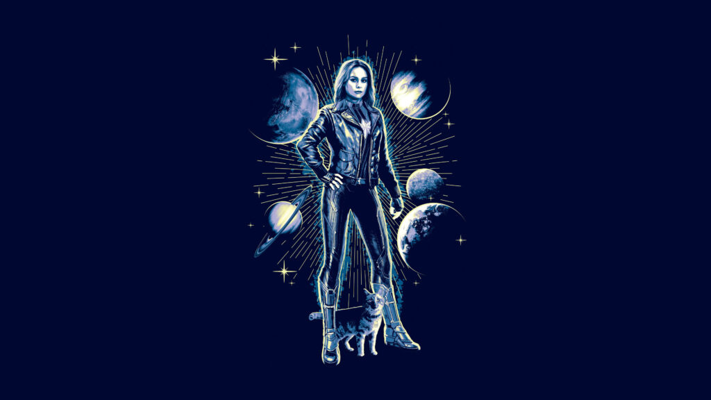 Captain Marvel Minimalist Wallpaper: Cosmic Power & Heroic Design