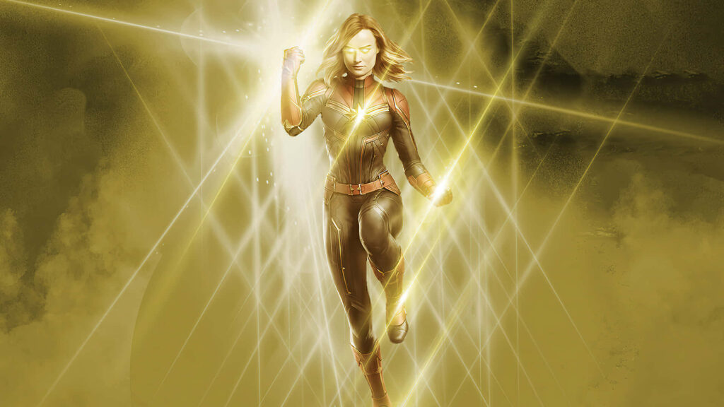 Marvel's Mighty Avenger: Captain Marvel Unleashed in Stunning HD Glory Wallpaper