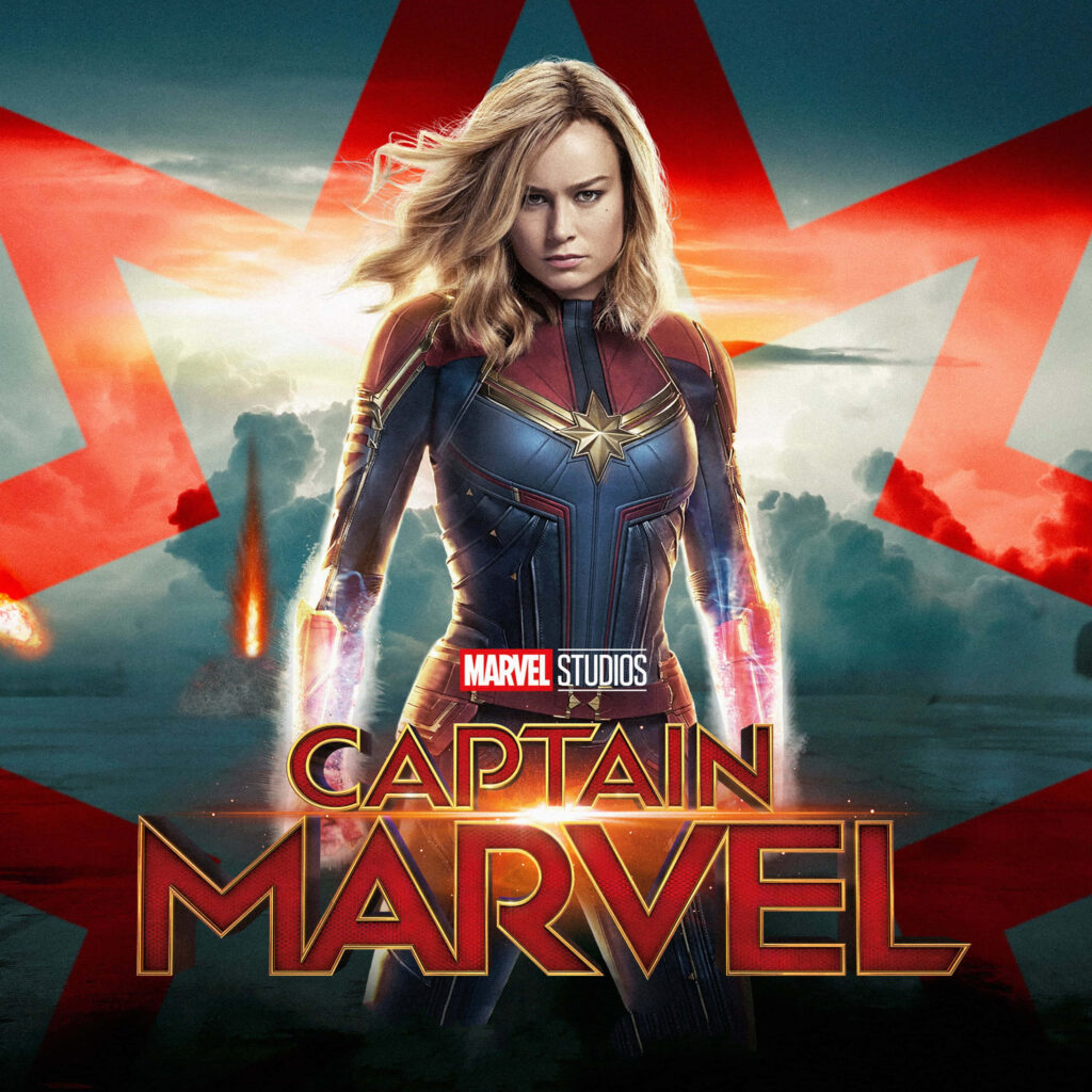 Captain Marvel with LOGO Background Wallpaper