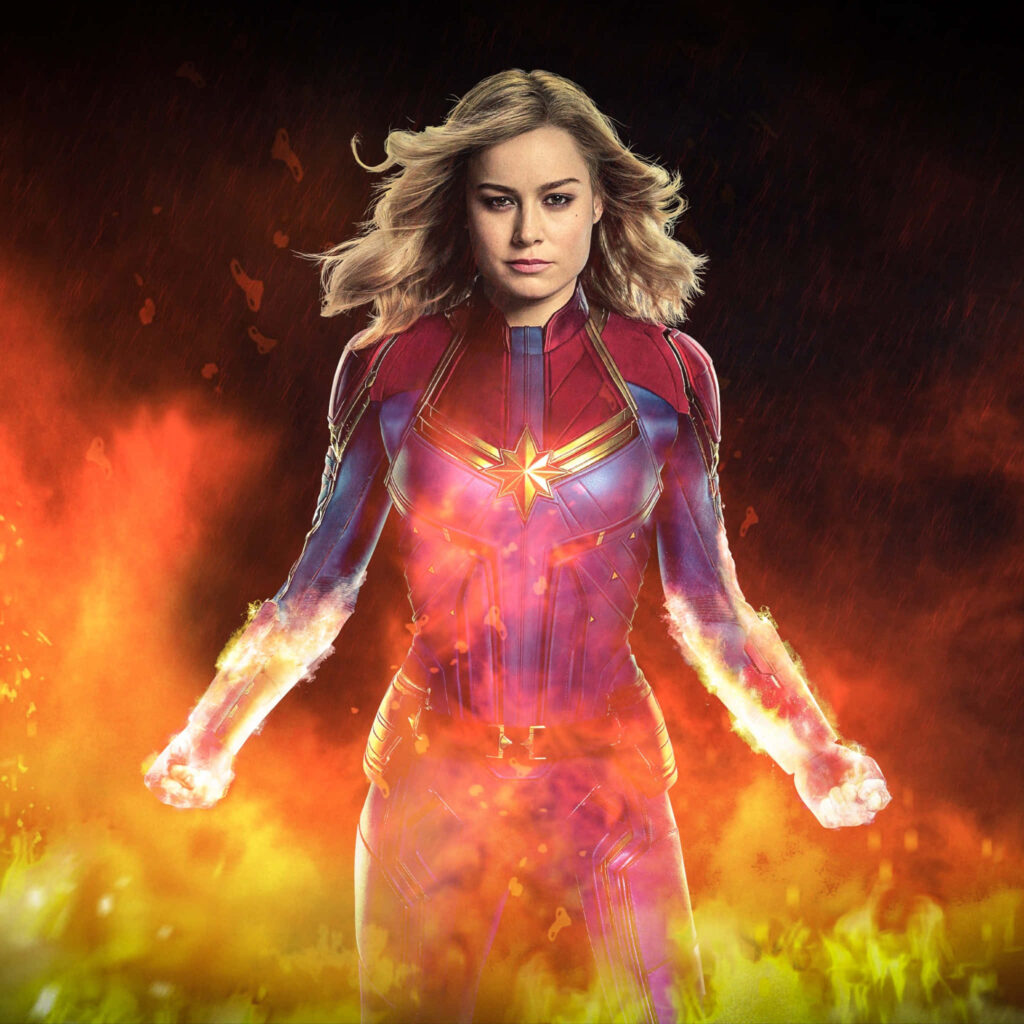Carol Danvers Takes Flight as Captain Marvel, Earth's Mighty Superhero Guardian Wallpaper