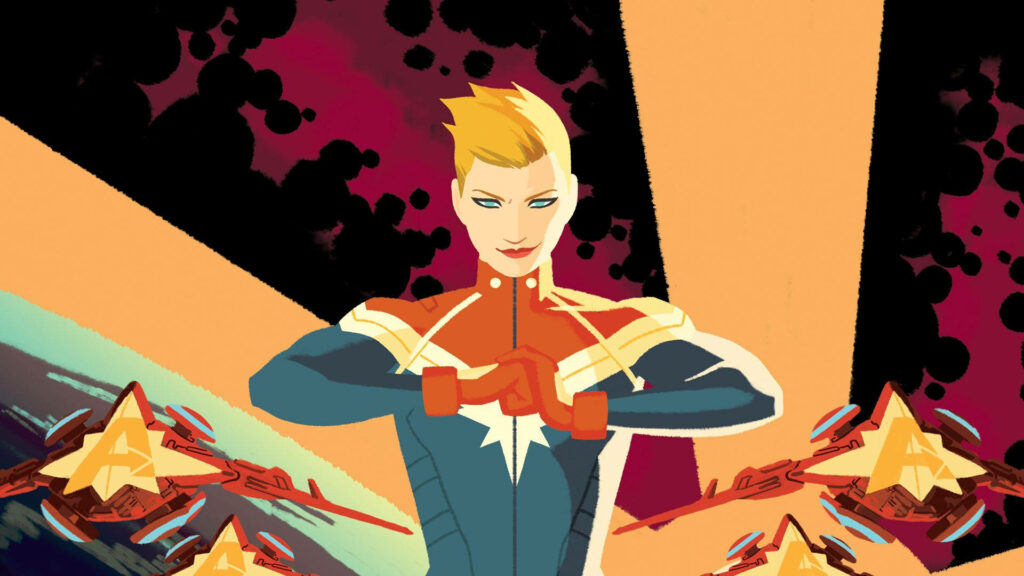 Pioneering Superheroine: Breaking Gender Boundaries with Vibrant Pink and Blue Hues Wallpaper