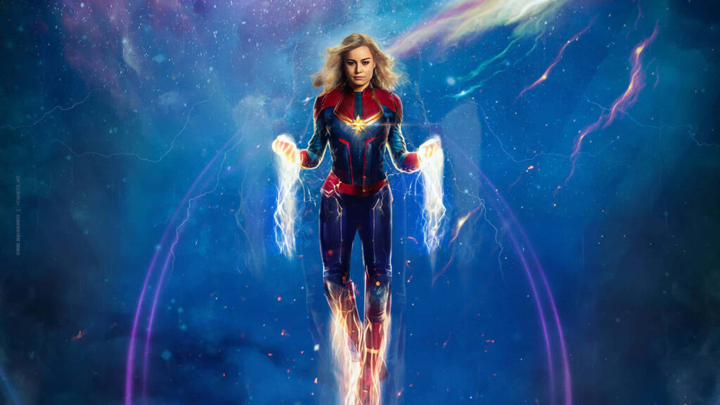 Marvelous Marvel: Captivating Flight amidst the Boundless Cosmos Wallpaper