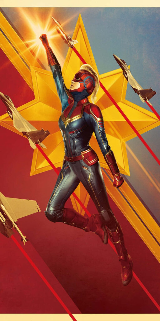 Marvelous Carol Danvers Ascending the Skies: A Vibrant Tribute to Captain Marvel's High-Flying Heroine Wallpaper