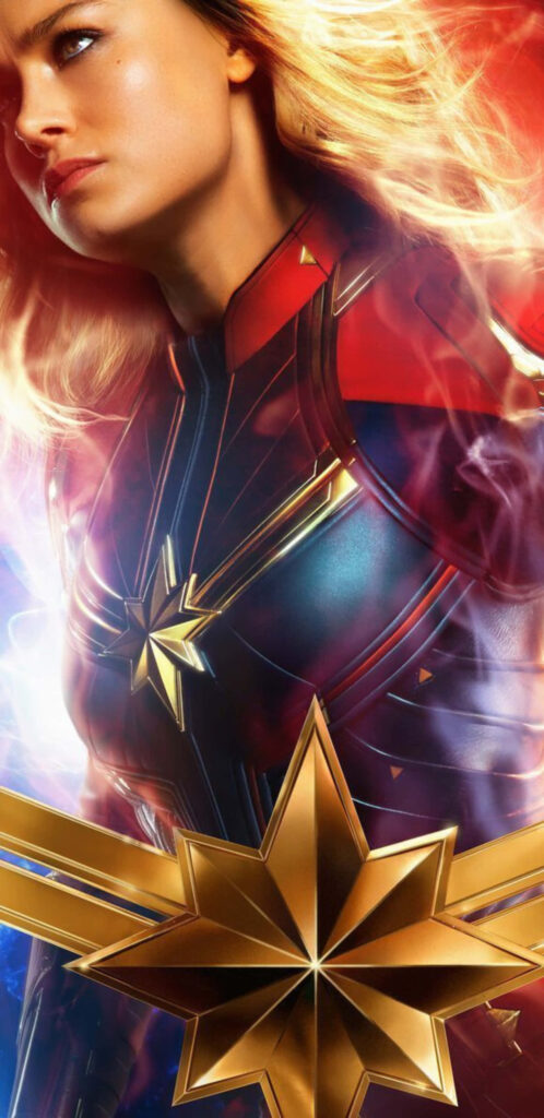 Intense Gaze: Captain Marvel Dominates the Battlefront in Stunning Visuals Wallpaper