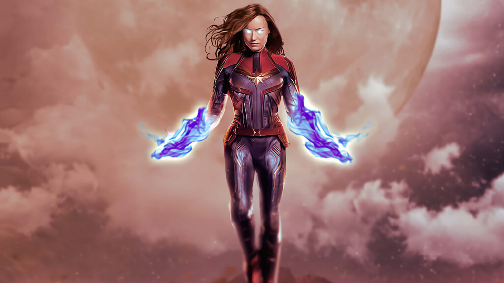 Stunning Captain Marvel Artwork iPad Background Wallpaper