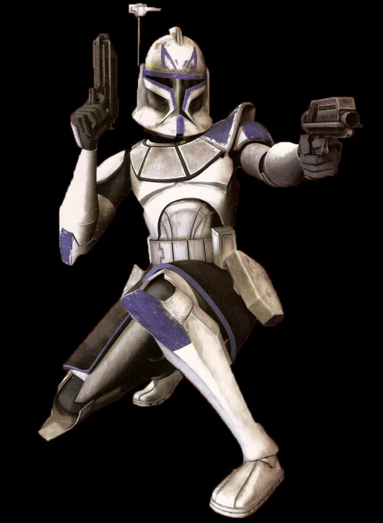 Dynamic Captain Rex Wallpaper - Skilled Clone Trooper in Action