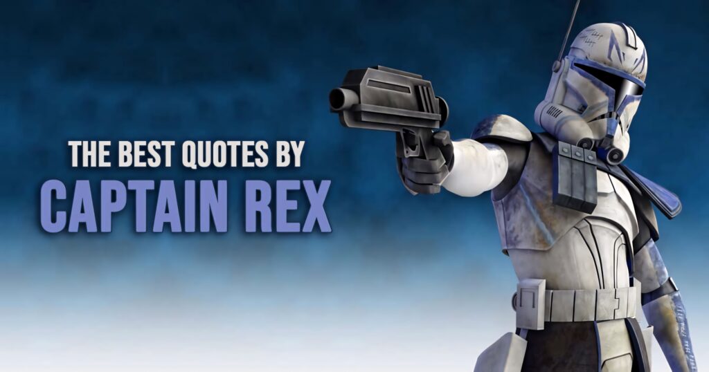 Captain Rex in detailed armor aiming blaster pistol on blue background Star Wars wallpaper