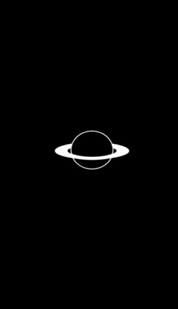 Black and White Planet Saturn Aesthetic Phone Wallpaper