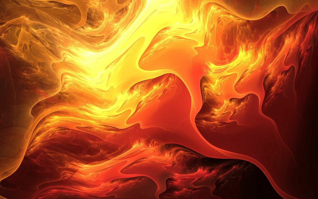 Fluid Fire Abstract Wallpaper - Vibrant Orange & Yellow Background