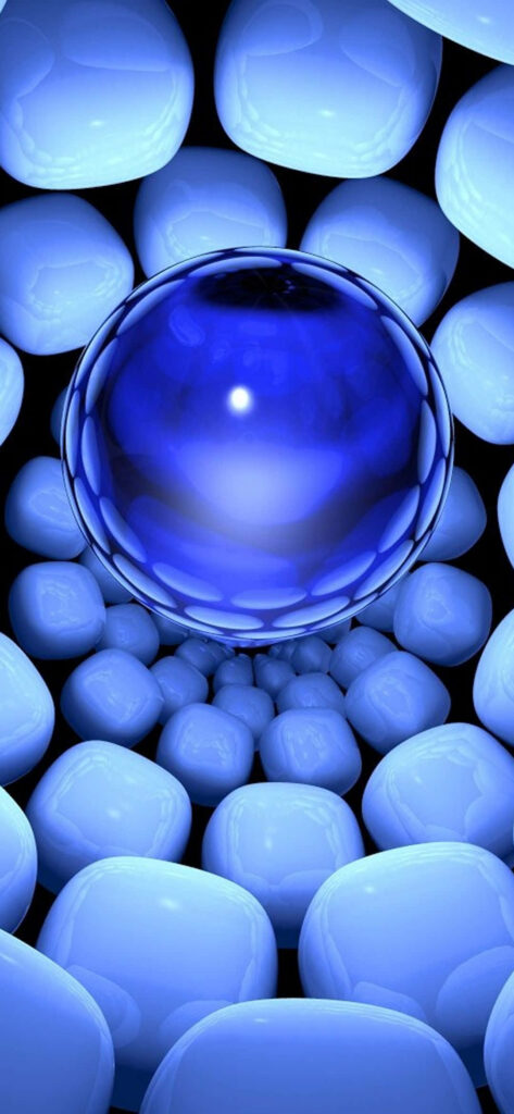 Captivating 3D Blue Sphere Wallpaper: Immersive Background Design