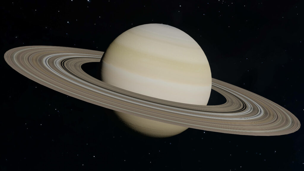 Majestic Saturn: A Spectacular 4k 3D Wallpaper showcasing the Iconic Rings of the Gas Giant