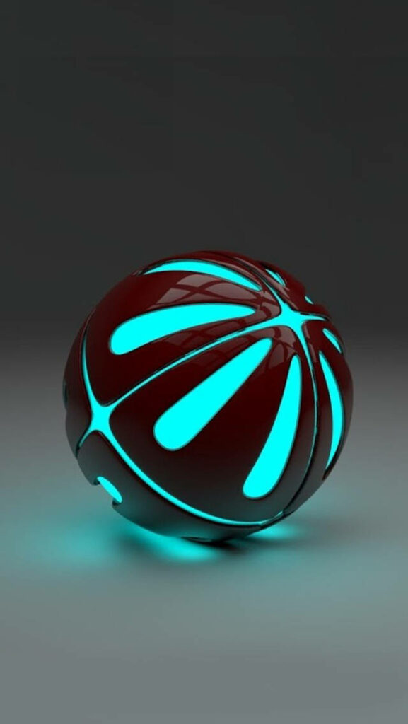 Gleaming Orb: Mesmerizing 3D iPhone Wallpaper with Radiant Blue Core