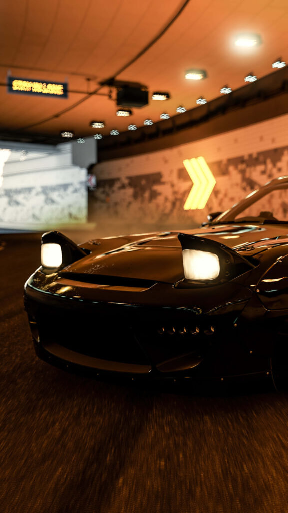 Speeding into the Night: Stunning 4K Image showcasing a sleek Black Mazda RX-7 in Forza Motorsport 7 Wallpaper