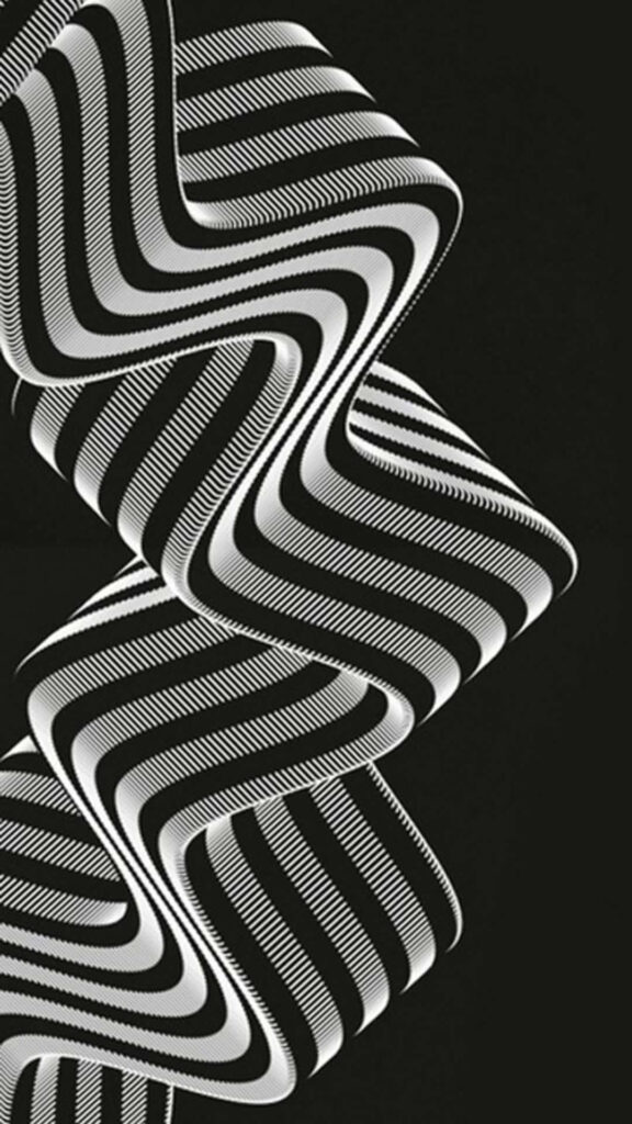 Dynamic Black and White Abstract Wallpaper with Wavy Stripes