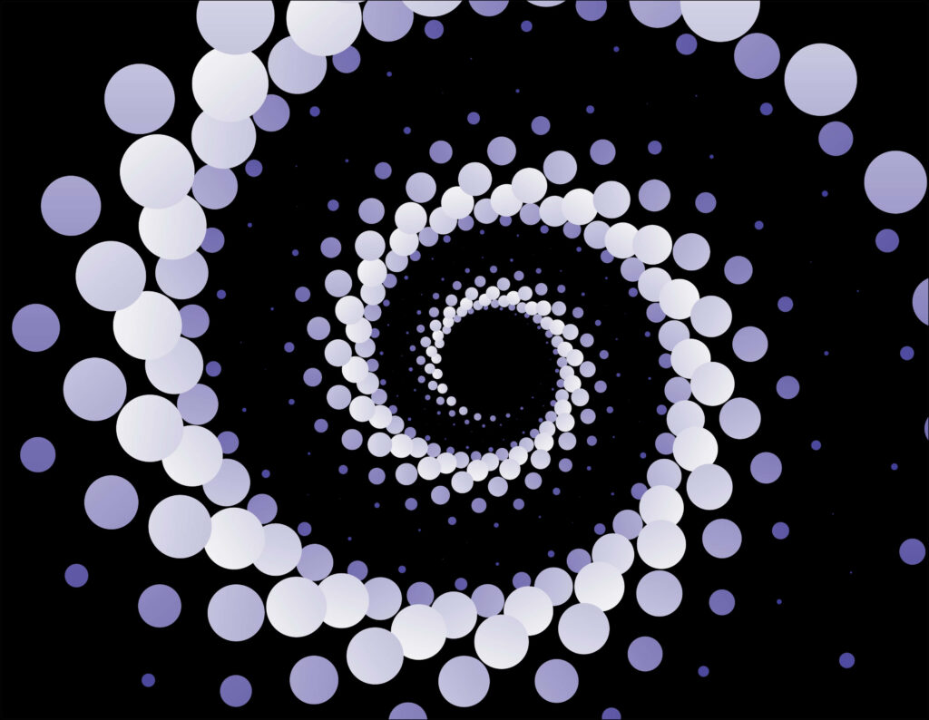 Spiral Dot Wallpaper: Abstract Design on Black Background