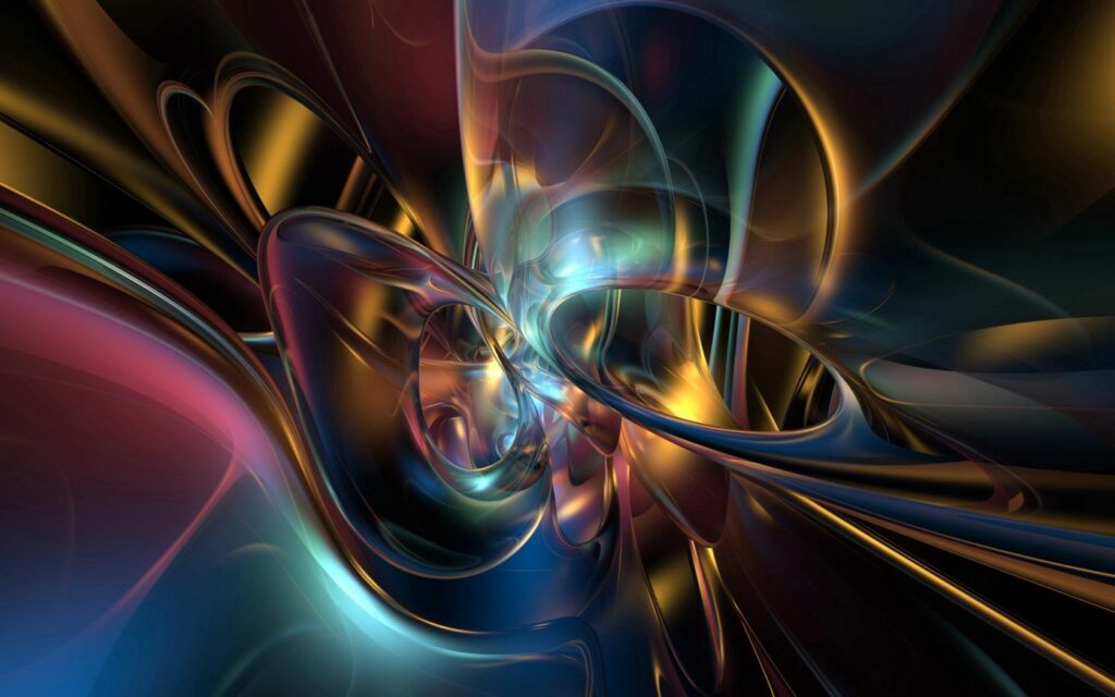 Captivating Abstract Wallpaper: Smooth Metallic Textures in Blue, Gold, Red