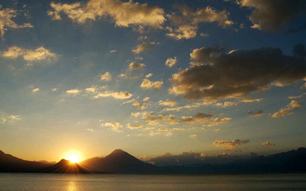 Guatemala's Breathtaking Aerial Perspective: Captivating Sunset Over Countryside Splendor Wallpaper