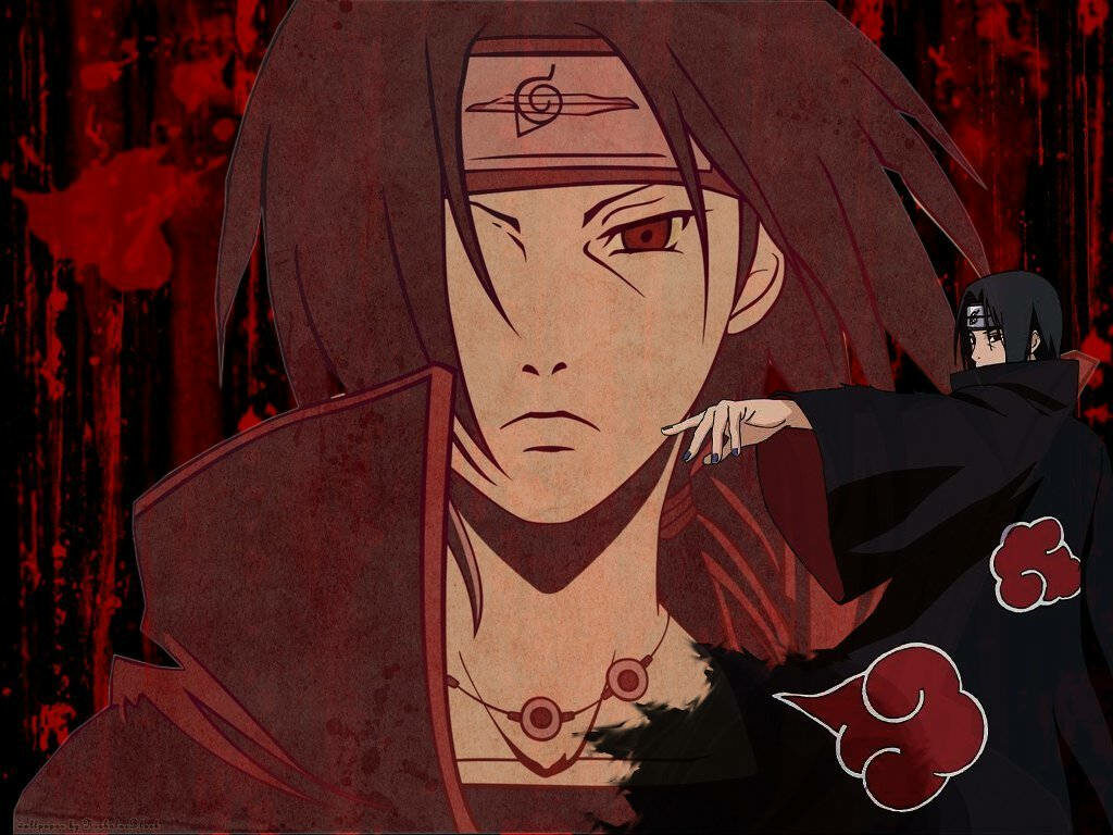 Intense Gaze: Akatsuki Itachi Unleashes His Power in This Striking Wallpaper