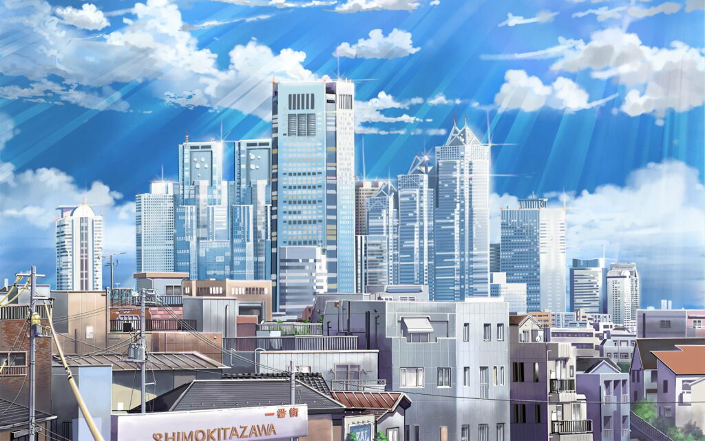 A mesmerizing high-definition wallpaper featuring the enchanting world of 'Your Name' anime