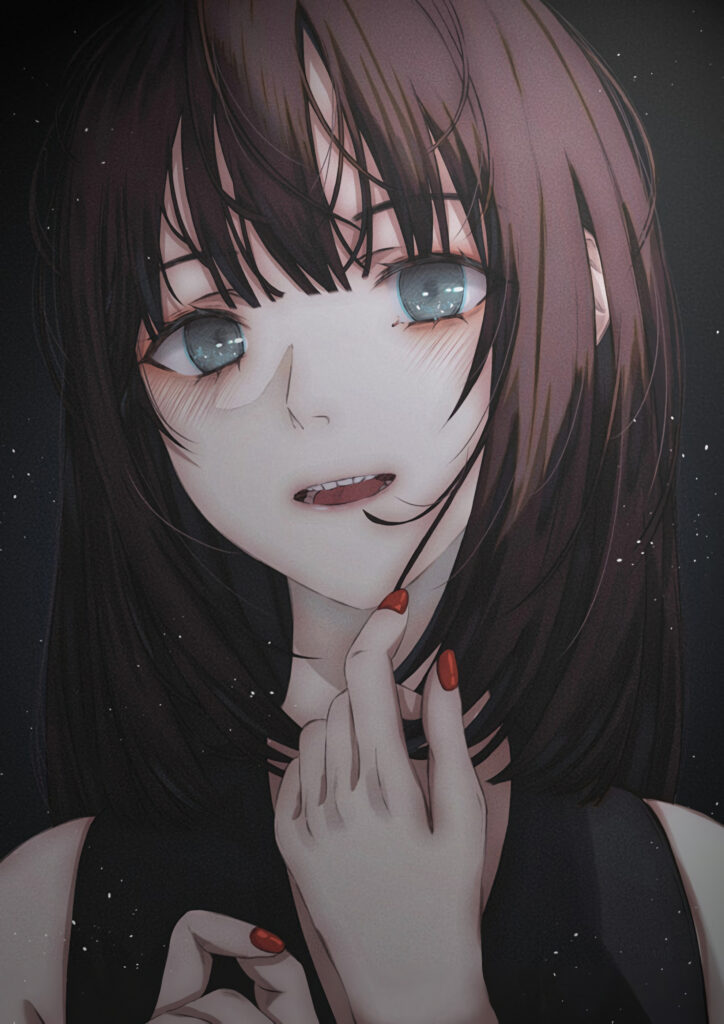 Enchanting Anime Girl Wallpaper with Starry Background & Captivating Eyes