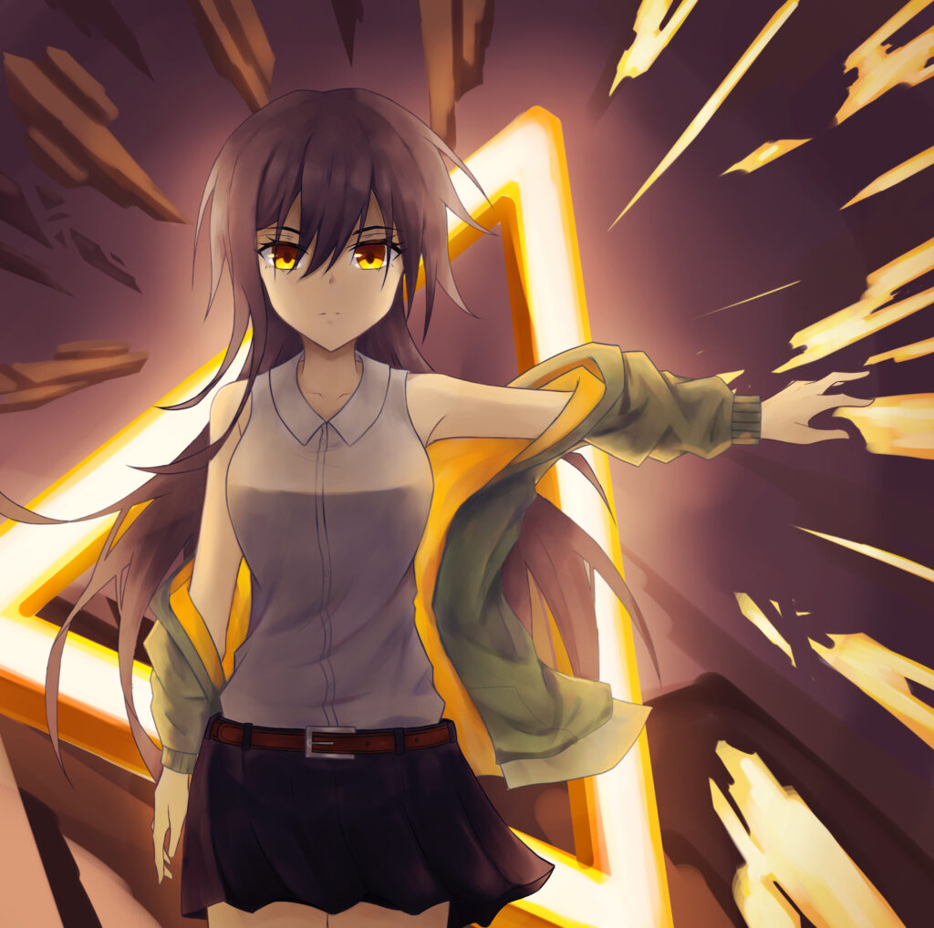 Vibrant Anime Wallpaper: Girl with Dark Hair in Neon Lights